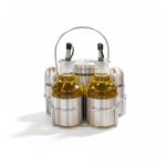 CONDIMENTERO DISPENSADOR 5PZ PLATEADO TW-110046 - Imagen 11