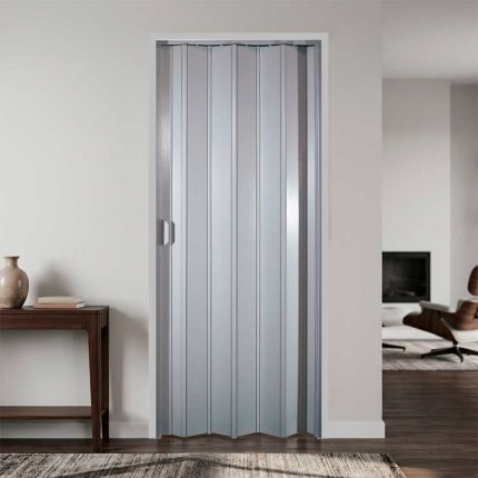 PUERTA PLEGABLE PVC 90X210CM GRIS PLASFLEX