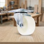RUEDA PLASTICA BLANCA 2" BASE METAL GIRATOR LH-558
