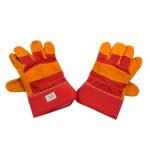 GUANTE CUERO Y LONA COLOR MARRON/ROJO LH-5281 - Imagen 2