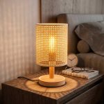 LAMPARA D/MESA RATAN CIRCULAR B/MADERA LH-5097