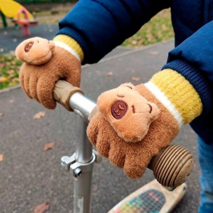 GUANTE INFANTIL CON APLIQUE CAPY BEIGE CAQUI HU045